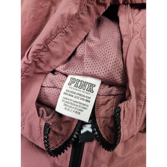 Victorias Secret Pink Jacket Womens XS Color Block Wind Breaker Full Zip Hooded - Picture 4 of 7